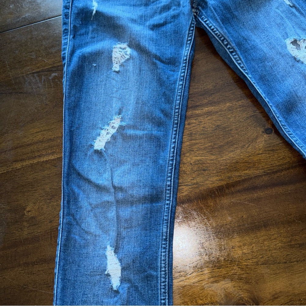 Hollister High Rise Super Skinny Distressed Blue Denim Jeans Long 7 W 28 L 32 - Picture 4 of 9